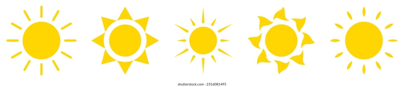 Collection of sun icons. Vector illustration
