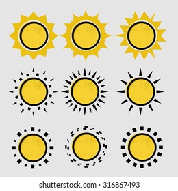 Collection sun icons, Vector illustration