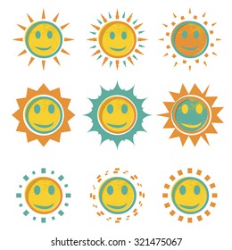 Collection sun icons, Vector illustration