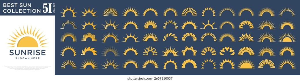 Colección del diseño del logotipo del sol. Ilustración vectorial