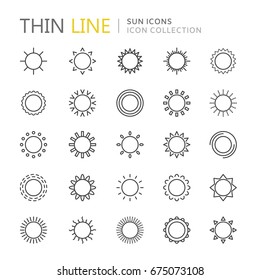 Collection of sun thin line icons