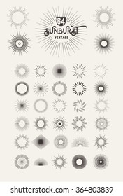 Collection of sunburst design elements.
