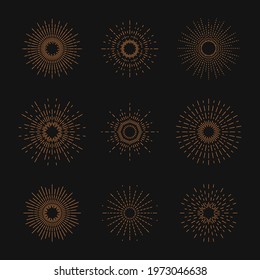 Collection sunbursts, explosion effects, fireworks, black rays.