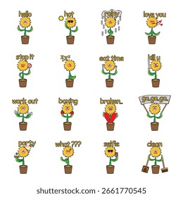 colección del Vector del emoticono del girasol