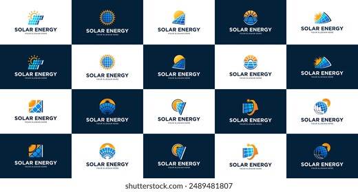 collection of sunlight energy logo, alternative electric energy, power, logo design template.