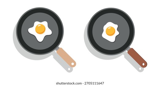 Sammlung von Sonnenseite gebratenes Ei in Antihaftpfanne symbolisiert Frühstück, Protein, Kochen, und einfache Küche Lebensmittelzubereitung Konzept der gesunden Lebensmittel Vektorgrafik