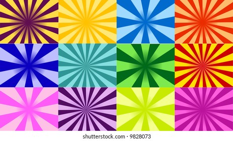 colección de rayos solares de varios colores y formas