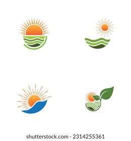 collection of sunrise logos and symbols on white background