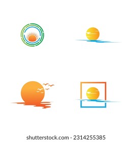 collection of sunrise logos and symbols on white background