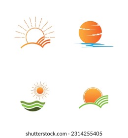 collection of sunrise logos and symbols on white background