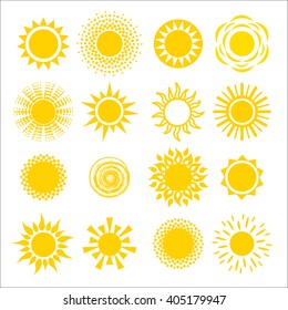 Collection suns icons. Vector illustration