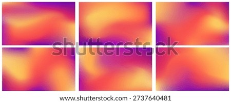 Collection of sunset mesh gradient background with a smooth deep purple and magenta to orange and yellow