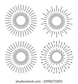 Collection of sunshine, shine and icons broken line