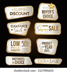 Collection of super sale golden badges and labels 
