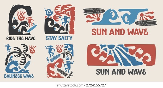 Coleção de design de emblemas de surf, para marca de camisetas, marca de roupas de praia e outros usos