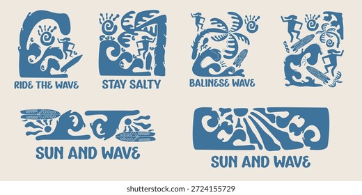 Coleção de design de emblemas de surf, para marca de camisetas, marca de roupas de praia e outros usos