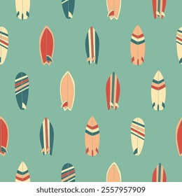 Collection of Surfboard Vector Seamless Pattern illustration for Print, Wallpaper, Decoration.