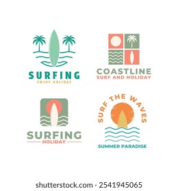 coleção surfing logotipo design conceito estilo vintage