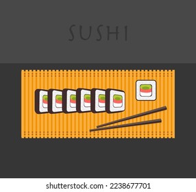 Collection of sushi rolls, asian food