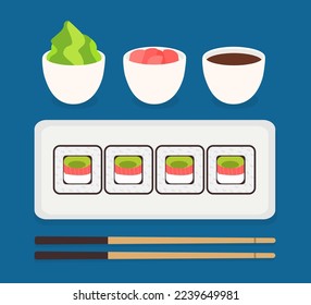 Collection of sushi rolls, asian food