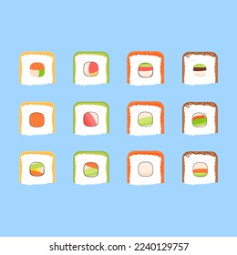 Collection of sushi rolls, asian food