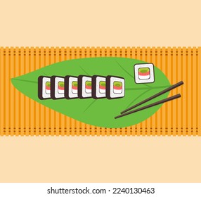 Collection of sushi rolls, asian food