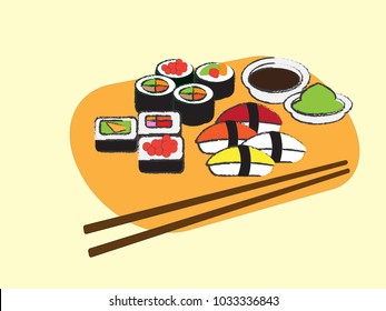 Collection of Sushi. Vector illustration eps10 graphic.