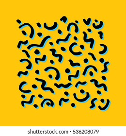 Collection of swatches 80s patterns. Style 80-90s. Hand drawing sketch textures. Vector illustration