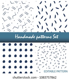 Collection of swatches handmade memphis patterns
