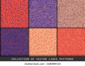 Collection of swatches memphis lines patterns.