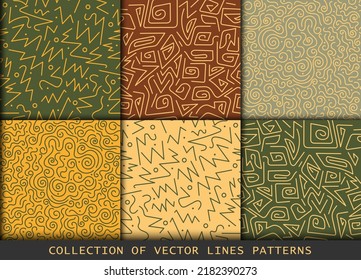 Collection of swatches memphis lines patterns - seamless.