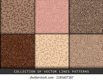 Colección de swatches memphis patrones de líneas.