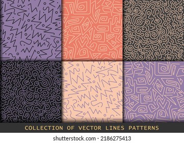 Colección de swatches memphis patrones de líneas.