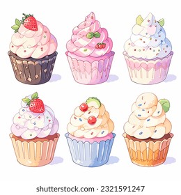 a collection of sweet cupcakes with vibrant frosting and toppings