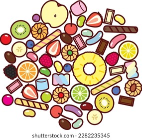 Collection of sweet cut fruits