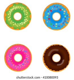 Collection of sweet donuts isolated. 