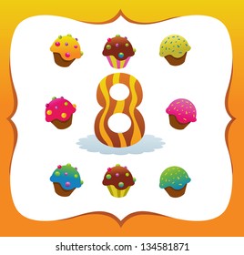 Collection Sweet Numbers for Kids: 8