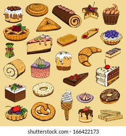 Collection Sweet Pastries Vector Illustration Stock Vector (Royalty ...