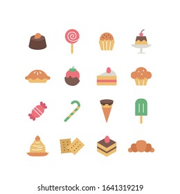 COLLECTION OF SWEETS FLAT ICONS