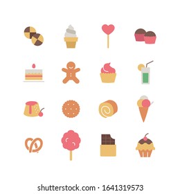 COLLECTION OF SWEETS FLAT ICONS