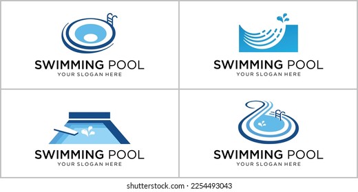 collection of swimming pool logo design template. inspirations swimming pool logotype.