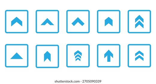 Collection of swipe up arrow icon set. blue arrow icon set with directional concepts. swipe up icons in diffrent styles, vector illustration.