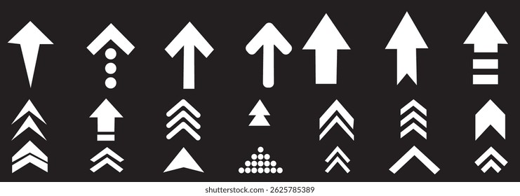 Collection of swipe up icons with gray arrows in various styles on a white background.