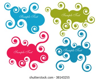 Collection of swirly design frames. Easy to edit vector image.