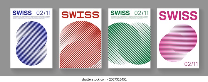 Collection of Swiss Design Posters. Modern Halftone Circle Shapes. Geometric Pattern.