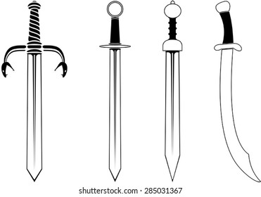 Collection of swords and sabres vector issolated on white background