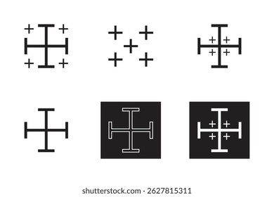 Collection of Symbolic Crosses in Vector Graphic Design.