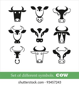 collection of symbols cow. Vector illustration. set of icons