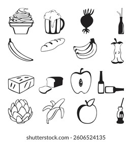 Collection of Symbols, EPS Format, Graphic Design Elements Black and White Icons, Assorted Styles, Vector Art