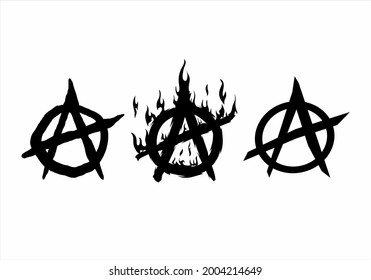 colección de símbolos, iconos, signos de anarquía.
para logotipos, diseños, iconos.